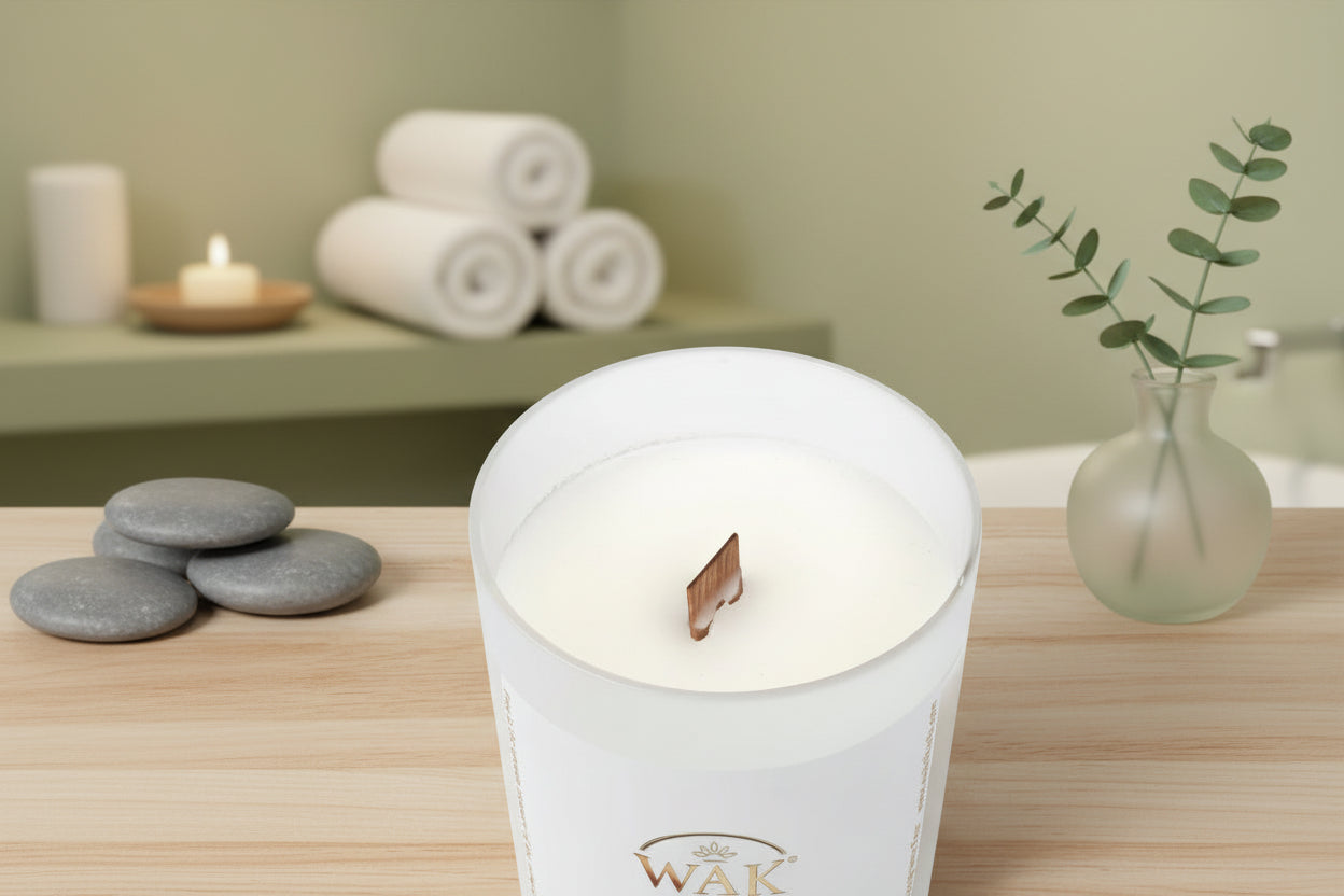 Natural Wood Wick Aromatic Candle, White