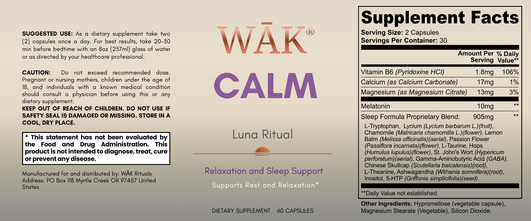 WĀK CALM Luna Ritual Sleep Support